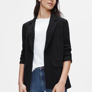 Eileen Fisher | Black Lightweight Silk Sponge Blazer Small